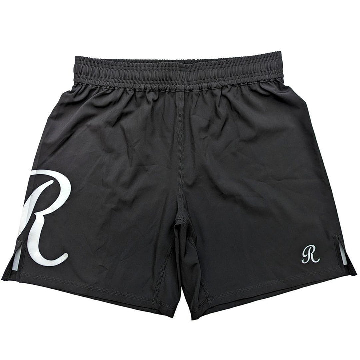 Black Roll Co BJJ MMA shorts with white R logo